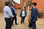 Matt Barber and Pauline Jorgensen talking to residents at maiden Place Earley