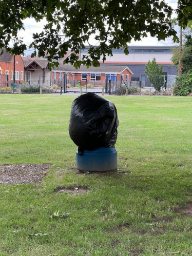 litter bin removed from use